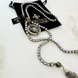 FRENCH KANDE Crystal Lariat with the “Centennial Heart Stack” Medallion